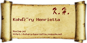 Koháry Henrietta névjegykártya